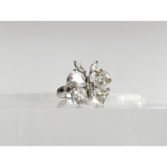 Butterfly Figural CZ Gemstone Cocktail 925 Sterling Silver Vintage Ring - sz 7 - Picture 2 of 16